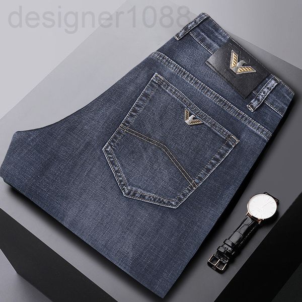 

men's jeans designer 2022 spring thin brand men's jeans straight elastic high waist casual pants yck2, Blue