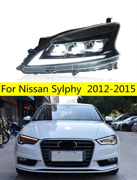 Lâmpada principal de carro de feixe alto para Nissan Sylphy 2012-15 Farol LED Sylphy DRL Luzes de condução de sinal de volta