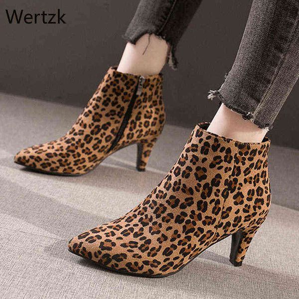 Boots Women Leopard Zip Spike High Heels Be Bee Toe Tornozelo Fashion Fashion Fashion Feminino Plush Casual Shoes B037 220709