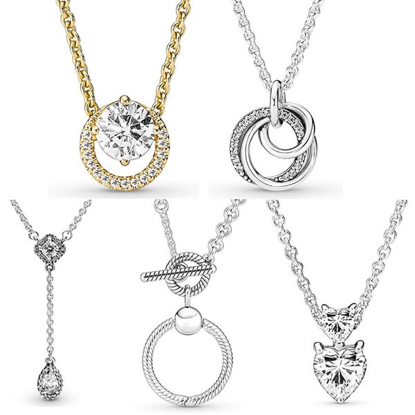 

925 sterling silver round halo family encircled crown o geometric chain necklace for bead charm diy jewelry 220722