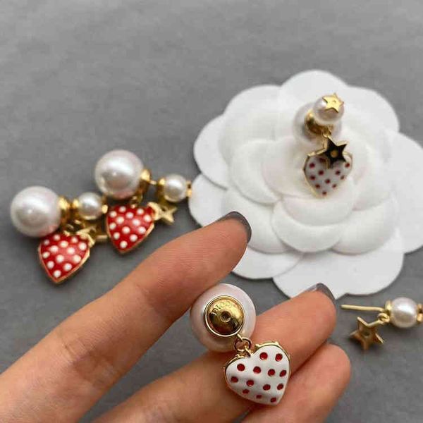 

fine jewellery ornament charm earring strawberry love pearl earrings trend white strawberry red strawberry earrings accessories, Golden