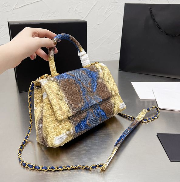 

2022 totes women fashion bags shoulder bag clutch snake print hand flap hand sewing custom advanced lizard leather all-match luxury designer