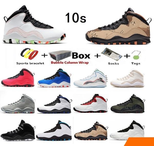 Sandalen Sandalen Box mit Jumpman 10 Ember Glow Camo Männer Basketballschuhe Fusion Red Woodland Wings Seattle Westbrook I'm back Desert Dark Smoke Grey 10s