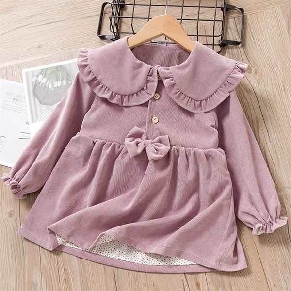 Baby Mädchen Kleid Winter geboren Toddle Baby Langarm Party Kleid Süße Schleife Kinder Kleidung Weiche Baumwolle OutfitsWeihnachten LJ201223