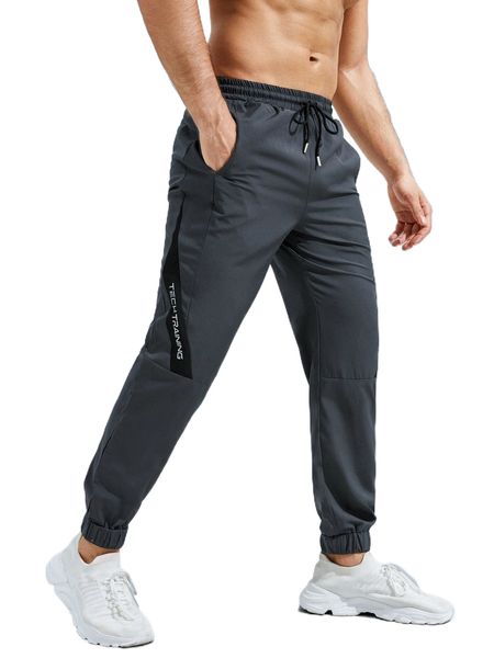 

men letter graphic sports pants f52s#, Black