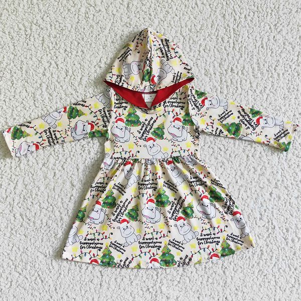 

boutique baby girl christmas dress fashion kids clothes girls hoodie dresses hippo cute long sleeve new design wholesale children clothing s, Red;yellow
