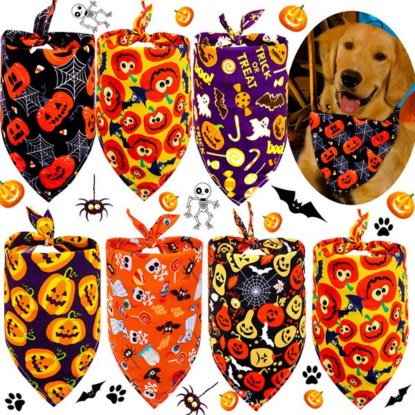 

Halloween Dog Bandanas Dog Apparel Soft And Breathable Adjustable Pumpkin Patterns Printing Pet Kerchief Pets Scarf For  To Large, As follows