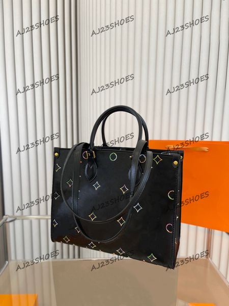 

luxury brand totes onthego mm black shinny bags 2022 winter on the go women's handbag monograms genuine leather double handle totes 35c