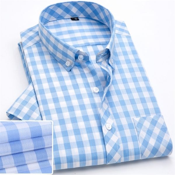 

men' plaid shirt for summer short sleeve slim fit casual easy match mens checked design leisure shirt for teenage boys 201124, White;black