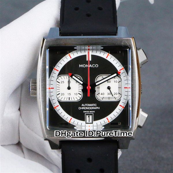 

new steve mcqueen limited series caw211 quartz chronograph mens watch steel case black dial white subdial black rubber puretime z3286w, Slivery;brown