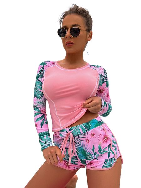 

t.ropical print bikini swimsuit 11hu#, White;black