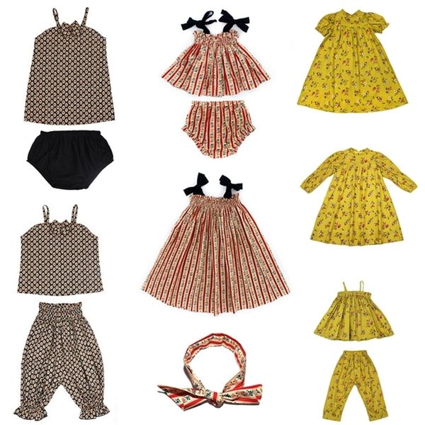 Mädchen Kleidung Sets Sommer Kinder Blume Baby Kleid Kinder Casual Mode Hosenträger Rock und Shorts Zwei Stück Anzüge 220620