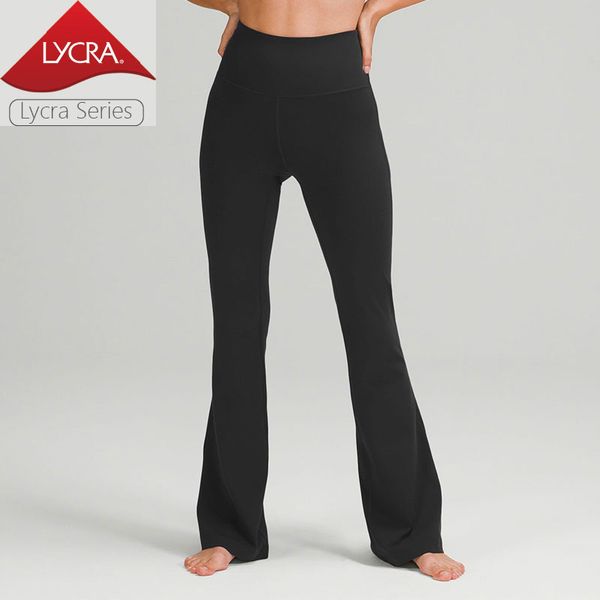 Лайкра ткань с высокой талией расклешенные брюки тонкие брюки йоги голые чувства женщин Эластичная тренировочная спортзал.