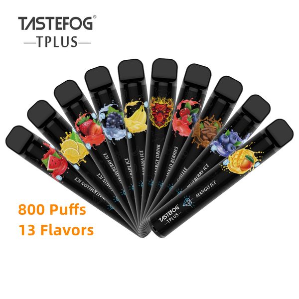 Оптовые 11 ароматов одноразовый вейп -ручка 800puff 3ml Tastefog Bar в Европе Испания Электронная сигарета с розничным пакетом TPD CE Display Box