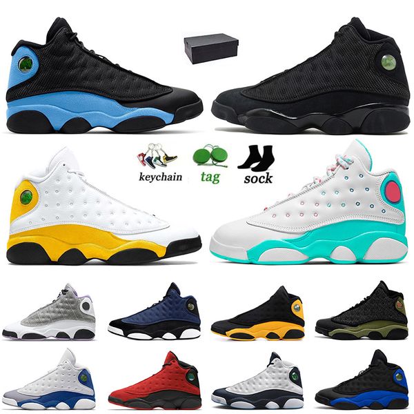 

13s with box men women jumpman 13 basketball shoes 2022 black cats brave university blue del sol reverse he got game bred flint jordens jogg