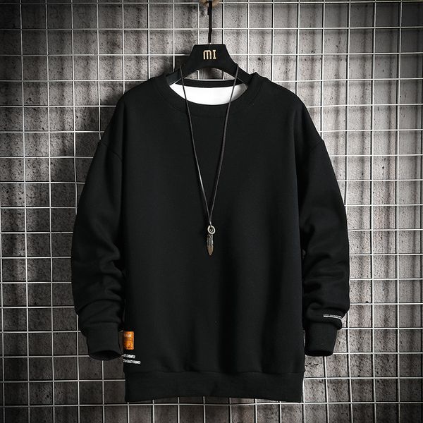 

2022 nieuwe crewneck effen kleur sweatshirt japanse streetwear harajuku mannen nieuwigheid sweatshirts oversized sweatshirt voor mannen l220, Black
