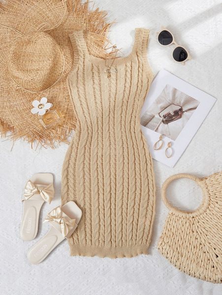 

cable knit tank sweater dress m6jh#, White;black