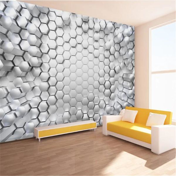 Senso moderno 3D Stereo Geometrico Foto Carta da parati Bar KTV Internet Cafe E-Sports Room Parete murale