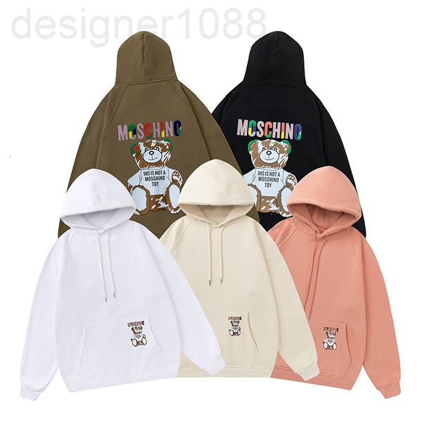 

men's hoodies & sweatshirts designer 2021 autumn winter new back color letter bear print sweater casual couple men's and women&#03, Black