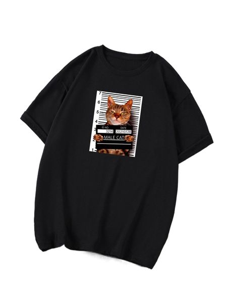 

men letter & cartoon graphic tee p9lm#, White;black