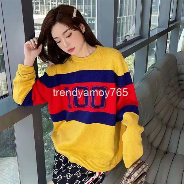 

women's knits & tees high edition xiao zhan's same sweater men's and women's g family 100 color contrast letter jacquard, White