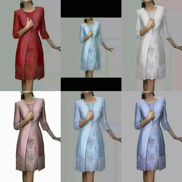 Vestidos De Novia Meerjungfrau-Hochzeitskleid, neues Frühlings-Spitze-Kleid für die Brautmutter, knielang, 2-teilig mit Jacke, rosa, blau, Hochzeitsfeier, Abendkleid, formelle Kleider