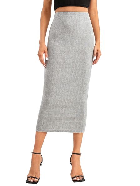 

tall high waist ripped pencil skirt u46i#, Black