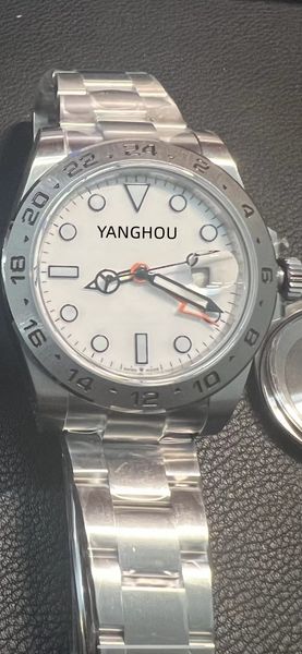 

high cost effective bp factory v2 version watch explorer ii upgraded 42mm orange gmt asian 2813 machine dual time display black and white on, Slivery;brown