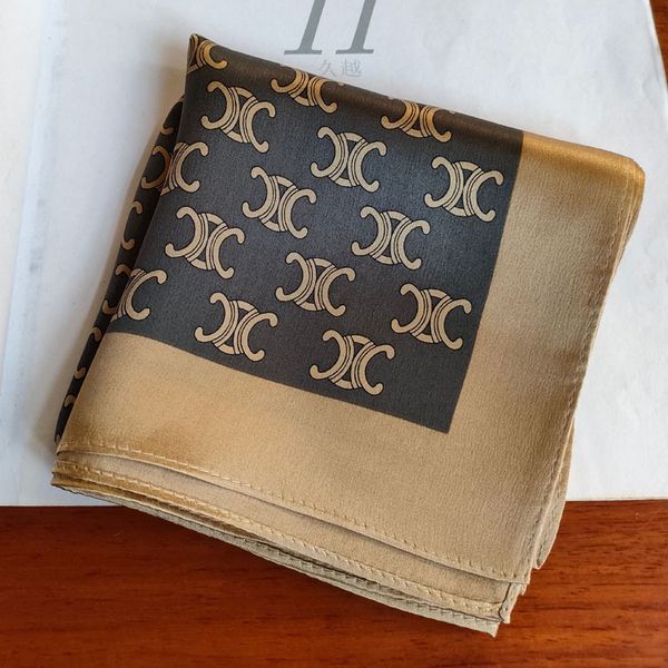 

fashion scarf arc de triomphe golden glow camel spring and summer literary worm silk small square scarf satin, Blue;gray