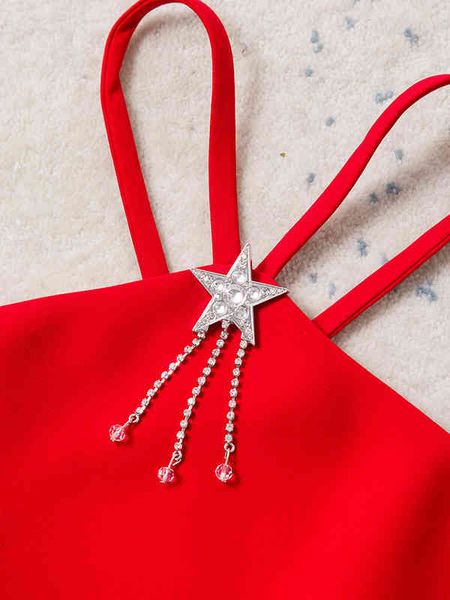 

casual dresses miu home red suspender neck sleeveless dress texture high female summer off back shoulder design sense bra, Black;gray