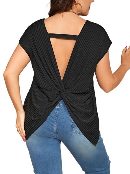 

plus cut out twist back tank a06k#, Black