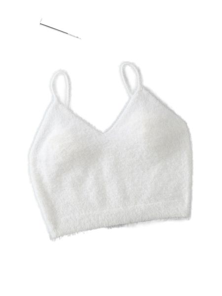 

plus fluffy knit cami f5xj#, Black