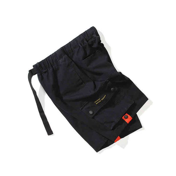 

men's fashion trend new personality casual brand shorts wholesale work cloth couple ribbon multi pocket beach pants, White;black