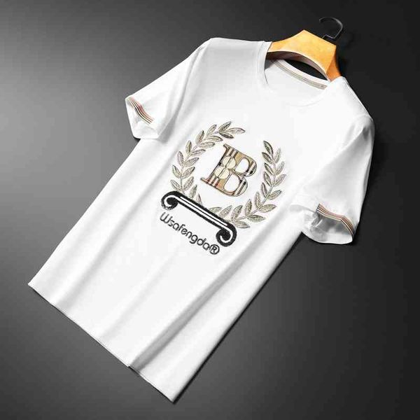

men's clothing brand men's short sleeve t-shirt 2022 new summer men's korean slim fitting printed large half fashion, White;black