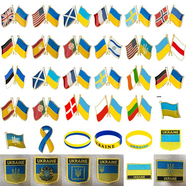 USA e Ucraina Distintivo della bandiera dell'amicizia Spille da bavero Regno Unito Polonia Danimarca Svezia Ucraina Spille