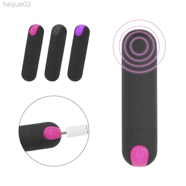 Mini Vibrador de Mini Vibrações Recarregáveis ​​USB Vibrações fortes Massageador G-Spot 10 Velocidade Vibrador de balas poderoso brinquedos sexuais para mulheres L220808