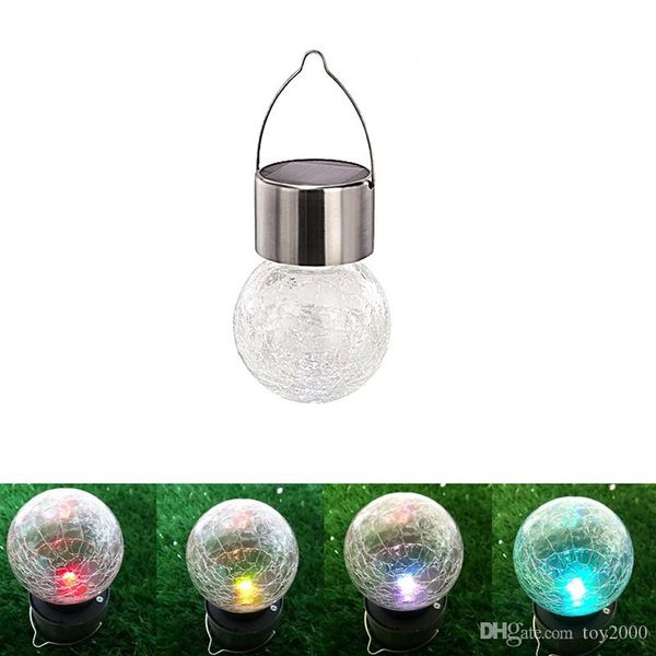 Lampe solaire changeante extérieure pelouse lumière boule de verre craquelé 3123 alimenté LED accrocher jardin LED cour décorer couleur Bsroi