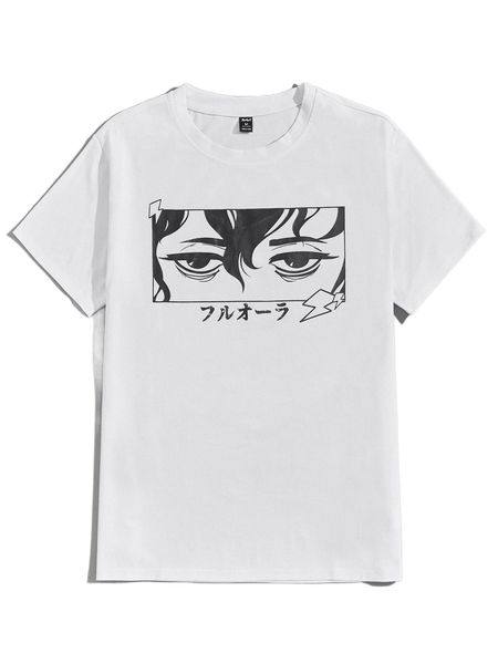 

romwe guys figure graphic tee u7fv#, White;black