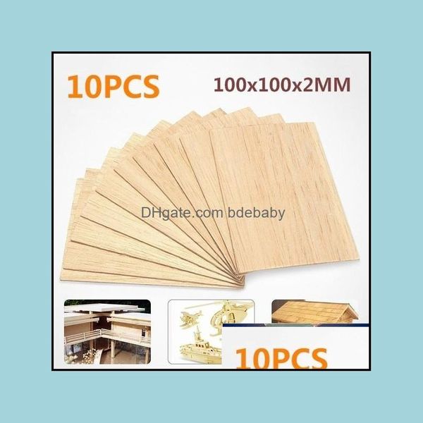 Craft Tools Arts Crafts Presentes Home Garden 10pcs 100x100x2mm Modelo de placa de madeira Balsa folhas de madeira Diy House Ship Aircraft Drop entrega