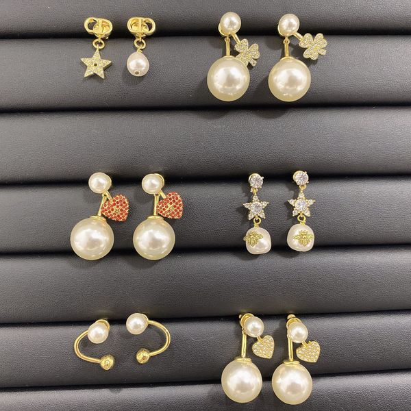 

the factory directly d family's new diamond letter pearl earrings in 2022, Golden