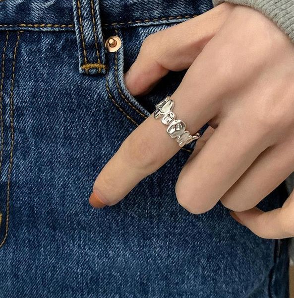 

925 sterling silver rings couples retro accessories ins fashion vintage twist design geometric thai silver jewelry, Golden;silver