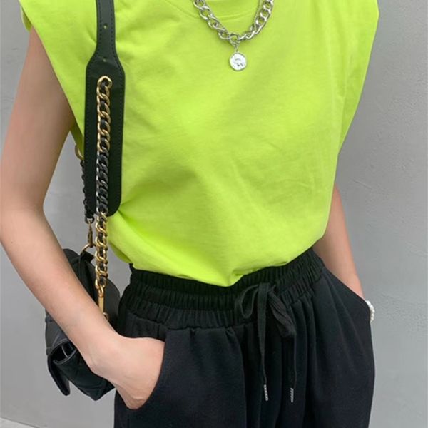 

green summer white loose sleeveless women oversized o neck casual basic sport vest tees female streetwear tank 220427