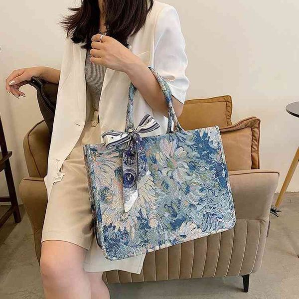 

purses tote bag women's new graffiti flower canvas one shoulder chain handbag purse