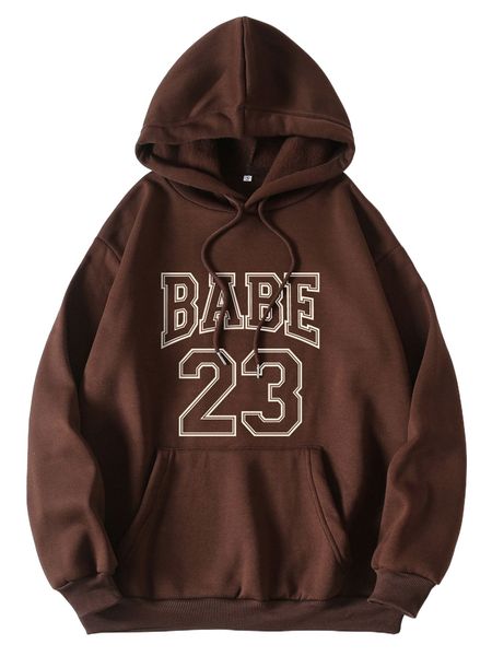 

letter graphic drawstring thermal lined hoodie g4bx#, Black