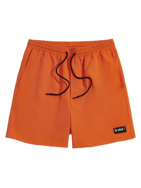 

men slogan patch detail drawstring waist shorts r6ip#, White;black