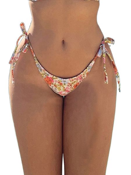 

romwe sweetness floral print tie side bikini bottom z2ji#, White;black