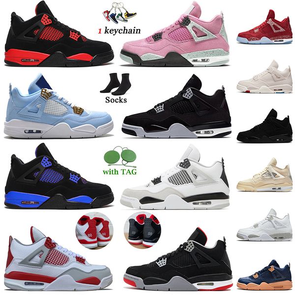 

athletic women mens outdoor sport basketball shoes fashion jumpman 4 red blue thunder 4s military black sneakers canvas cat white cement cac