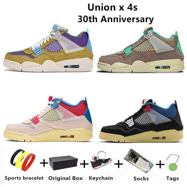 

sale union x 4 mens basketball shoes 30th anniversary 4s men women trainers sports sneakers desert moss turquoise blue dark iris taupe haze, Black