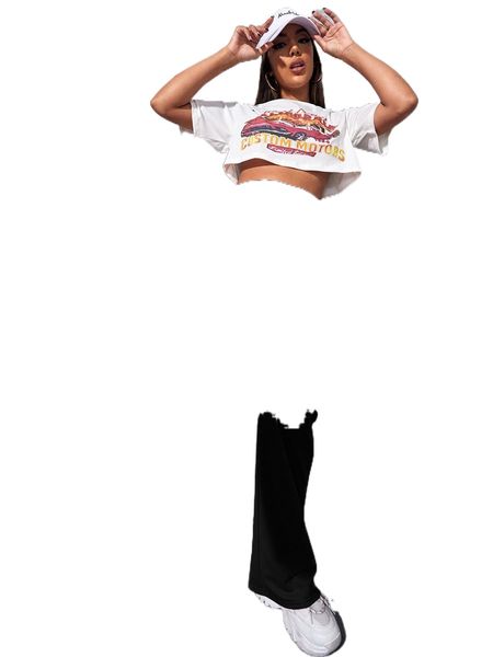 

solid wide leg sweatpants p0b2#, Black;white