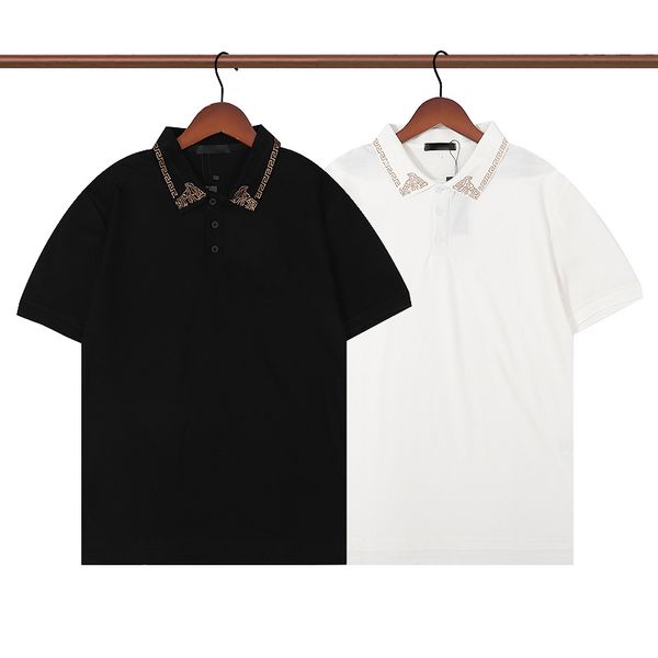 

2022 new short-sleeve polo ironed diamond craft designer fashion men's t-shirt cotton black and white m-xxl, White;black